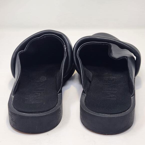 MNG Mango Black Faux Leather Slip On Mule Sze 41 US 10 Cushioned Closed Toe Flat - Picture 6 of 8